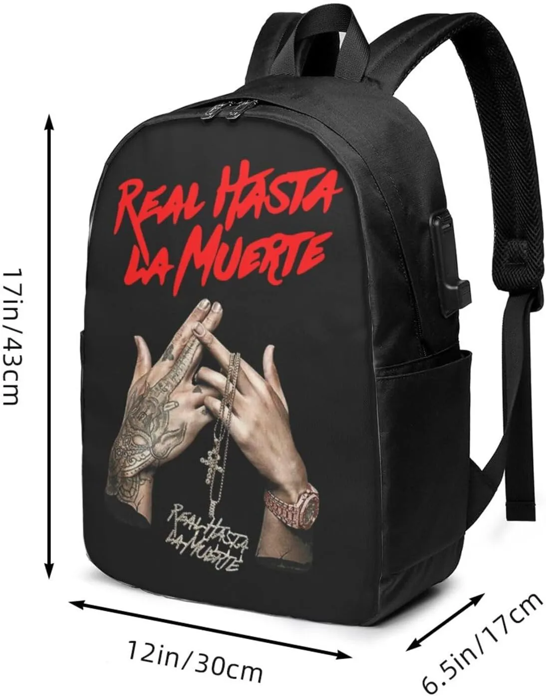 Real Hasta La Muerte Backpack,Large Travel Bag Lightweight Casual Daypack, Black
