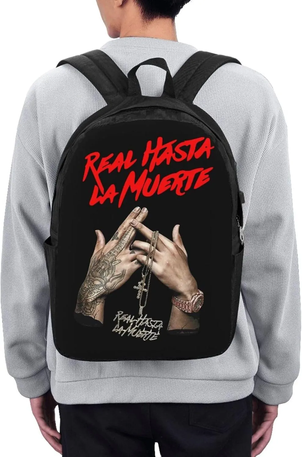 Real Hasta La Muerte Backpack,Large Travel Bag Lightweight Casual Daypack, Black