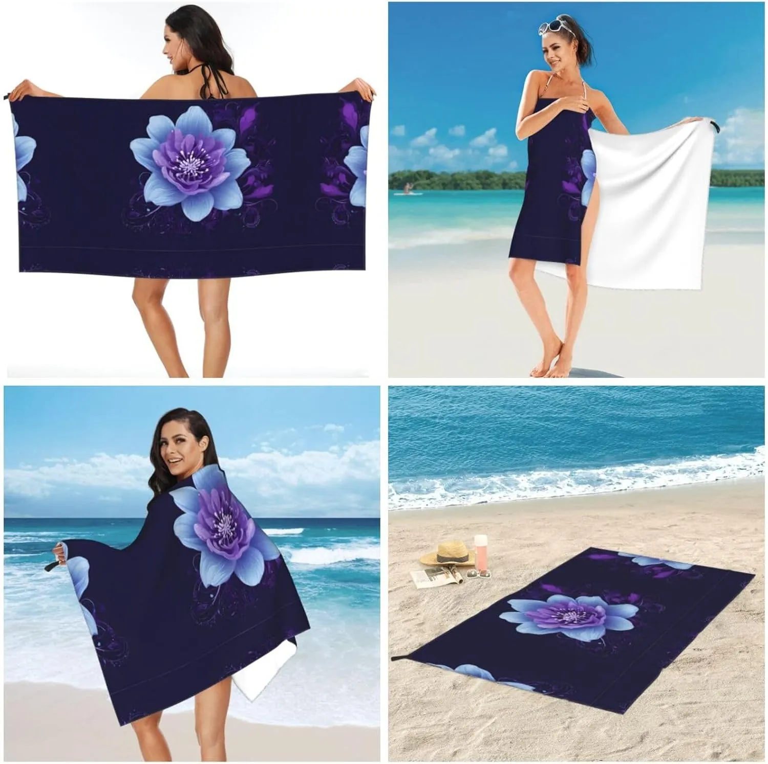 Rectangle Mandala Premium Compact Microfiber Travel Towel-Featherlight & Quick Dry,Sand-Resistant Beach Towel for Swimming,Camping,Vacation Essentials with Carry Pouch