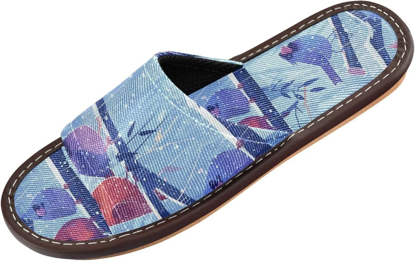 Red Purple Northern Birds Men Women's Travel Slippers Washable Dorm Home Slides for Outdoor Indoor Beach