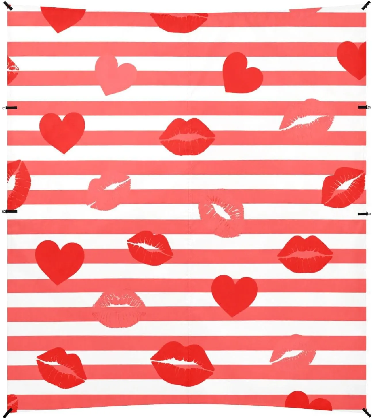 Red White Striped Heart Lip Love Beach Cabana UPF50  Lightweight Large Sun Shade with Carrying Bag for Backyard, Grassland, Park