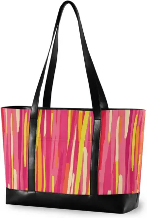 Reed Stripe Yellow Peach simple work handbags for women with zipper work handbags for Travel Gym Vacation with ladies bulto para laptop