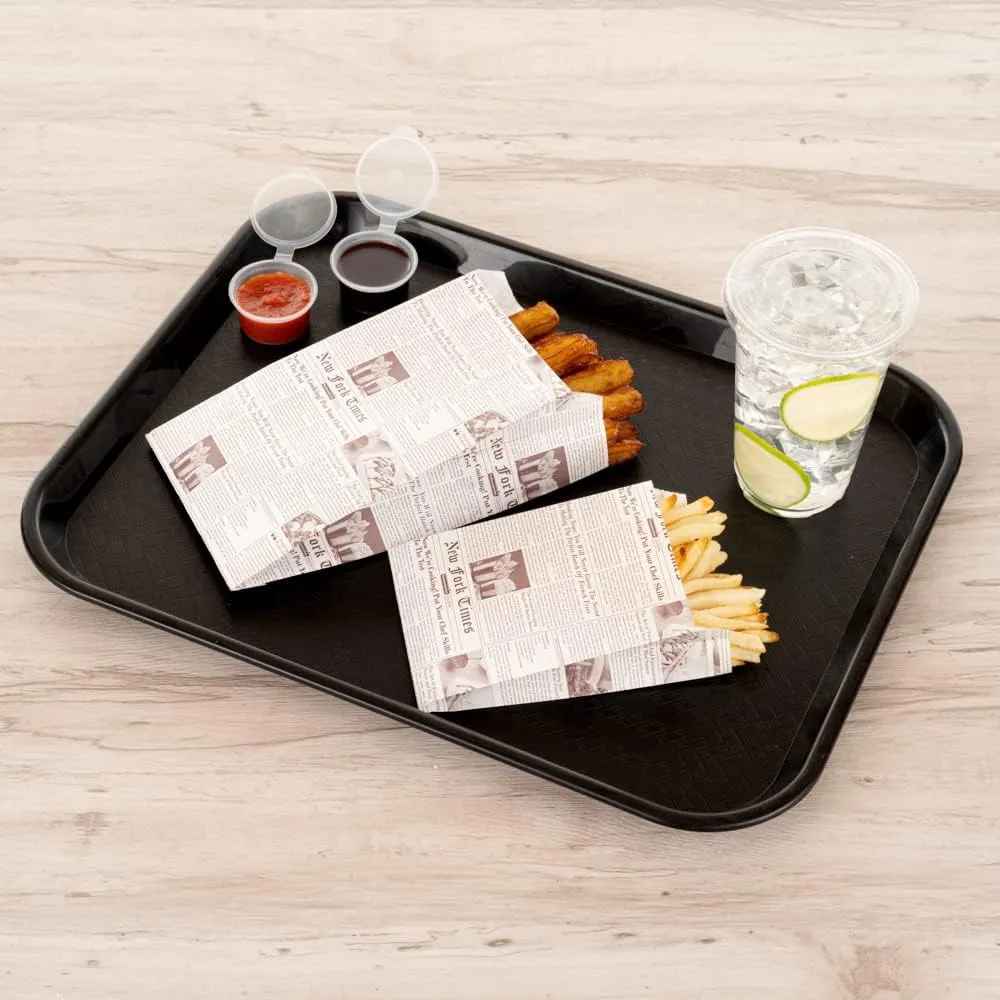 Restaurantware Bag Tek 4.9 x 3 x 8.7 Inch Snack Bags 100 Greaseproof French Fry Bags - Durable Microwavable Sepia Newsprint Paper Treat Bags Freezable With Pinch Bottom And Side Gussets