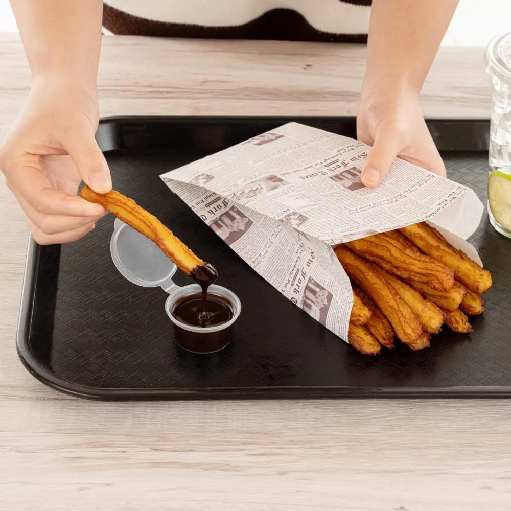 Restaurantware Bag Tek 4.9 x 3 x 8.7 Inch Snack Bags 100 Greaseproof French Fry Bags - Durable Microwavable Sepia Newsprint Paper Treat Bags Freezable With Pinch Bottom And Side Gussets