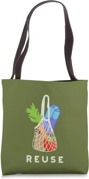 Reuse Environmentalist Message Reuseable Net Shopping Bag Tote Bag