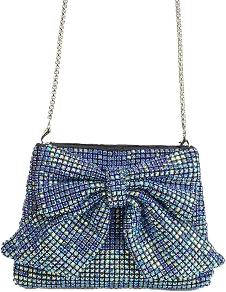 Rhinestone Purse Glitter Evening bag Sparkly Bow Clutch Purses for Women Cross Body Handbags for Party Prom Wedding