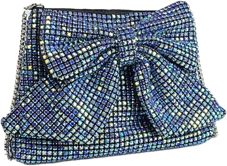 Rhinestone Purse Glitter Evening bag Sparkly Bow Clutch Purses for Women Cross Body Handbags for Party Prom Wedding