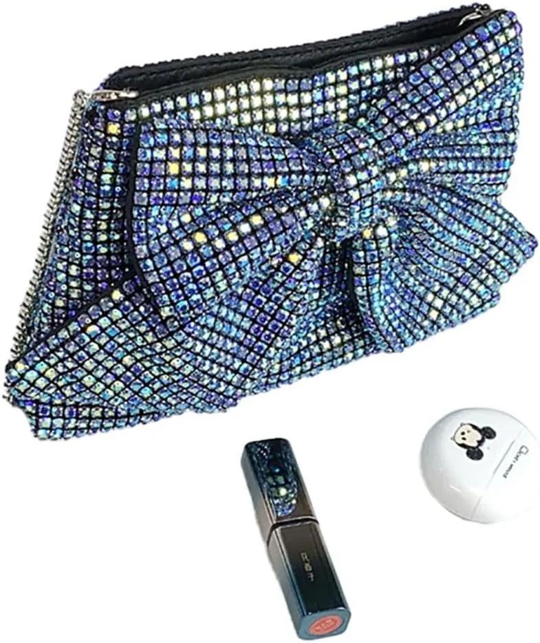 Rhinestone Purse Glitter Evening bag Sparkly Bow Clutch Purses for Women Cross Body Handbags for Party Prom Wedding