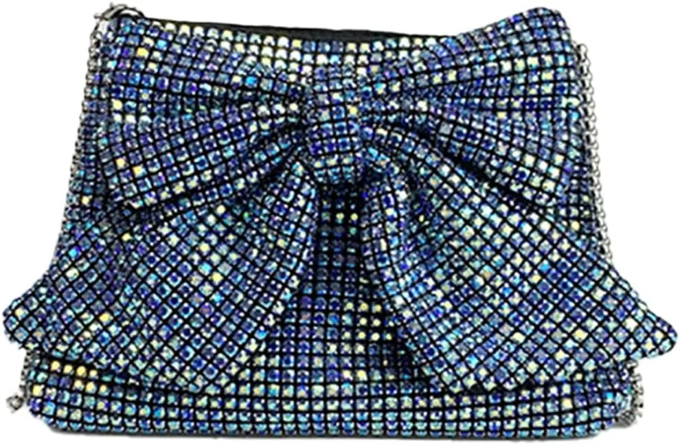 Rhinestone Purse Glitter Evening bag Sparkly Bow Clutch Purses for Women Cross Body Handbags for Party Prom Wedding