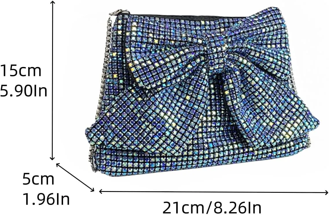 Rhinestone Purse Glitter Evening bag Sparkly Bow Clutch Purses for Women Cross Body Handbags for Party Prom Wedding