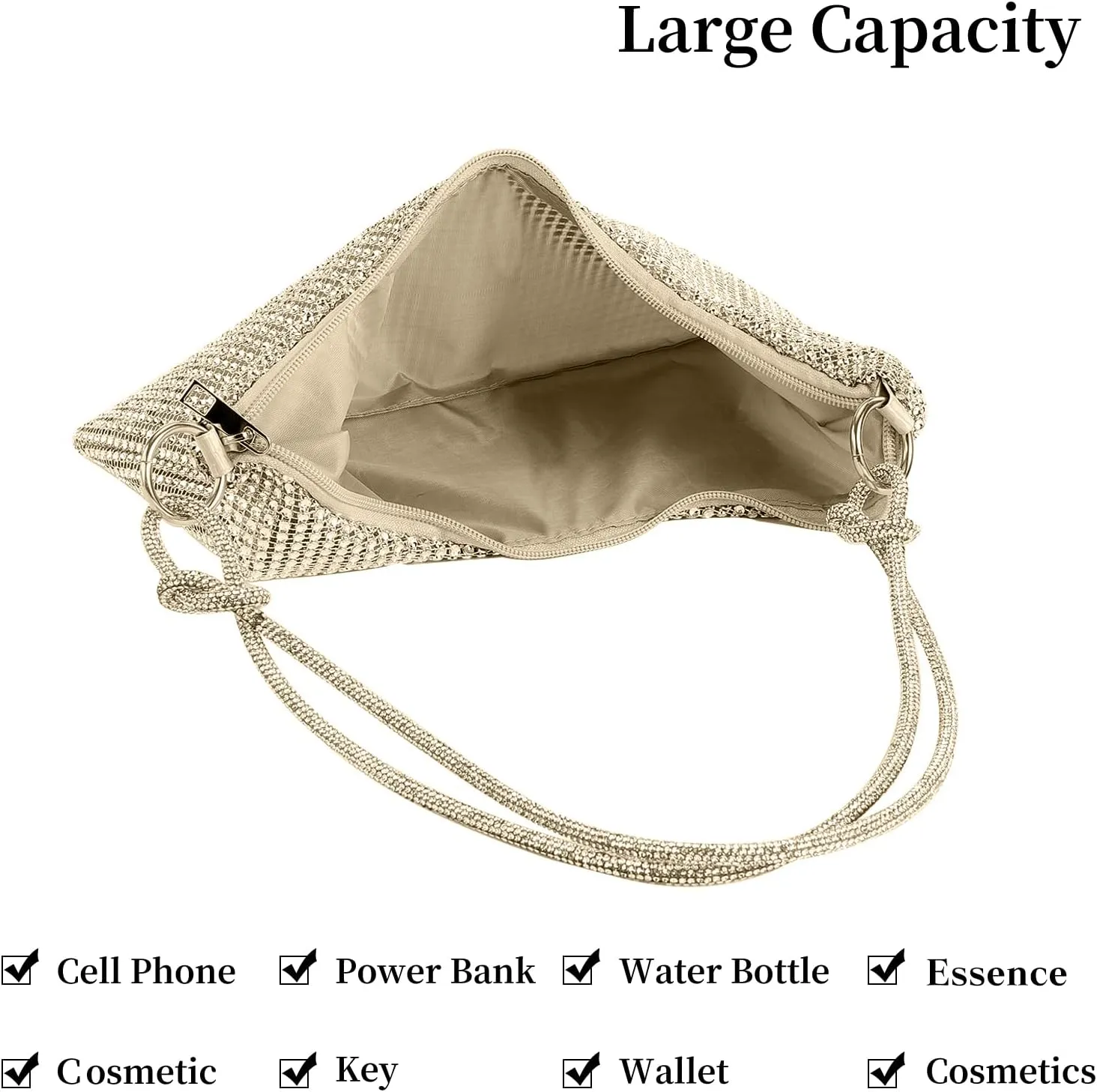 Rhinestone Purses for Women Crystal Clutch Bag Wedding Purse Bling Hobo Bag