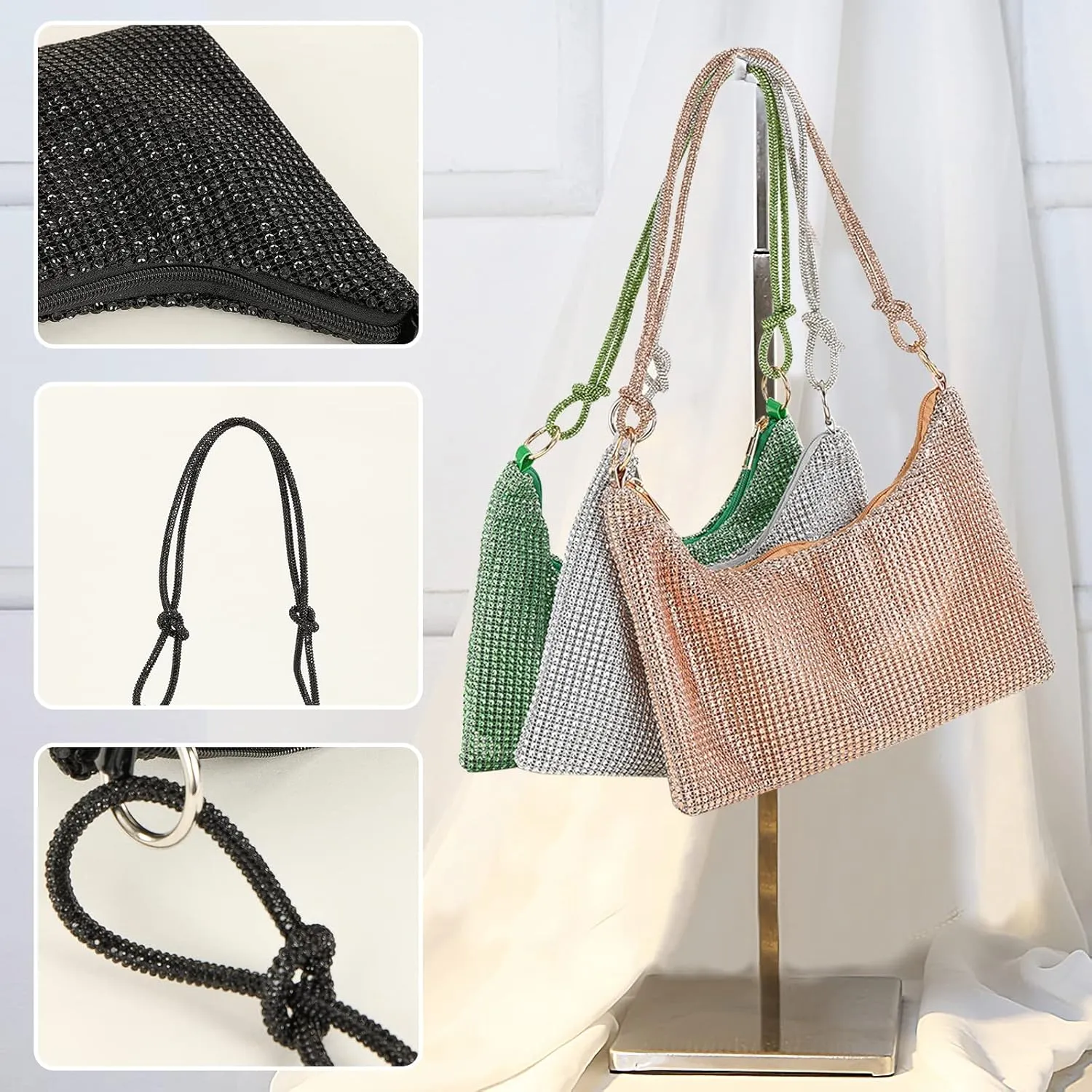 Rhinestone Purses for Women Crystal Clutch Bag Wedding Purse Bling Hobo Bag