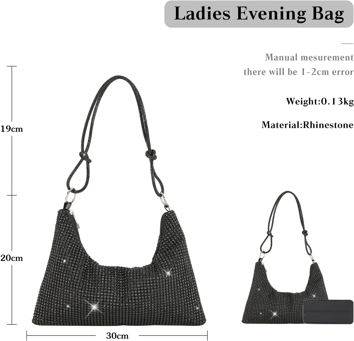 Rhinestone Purses for Women Crystal Clutch Bag Wedding Purse Bling Hobo Bag