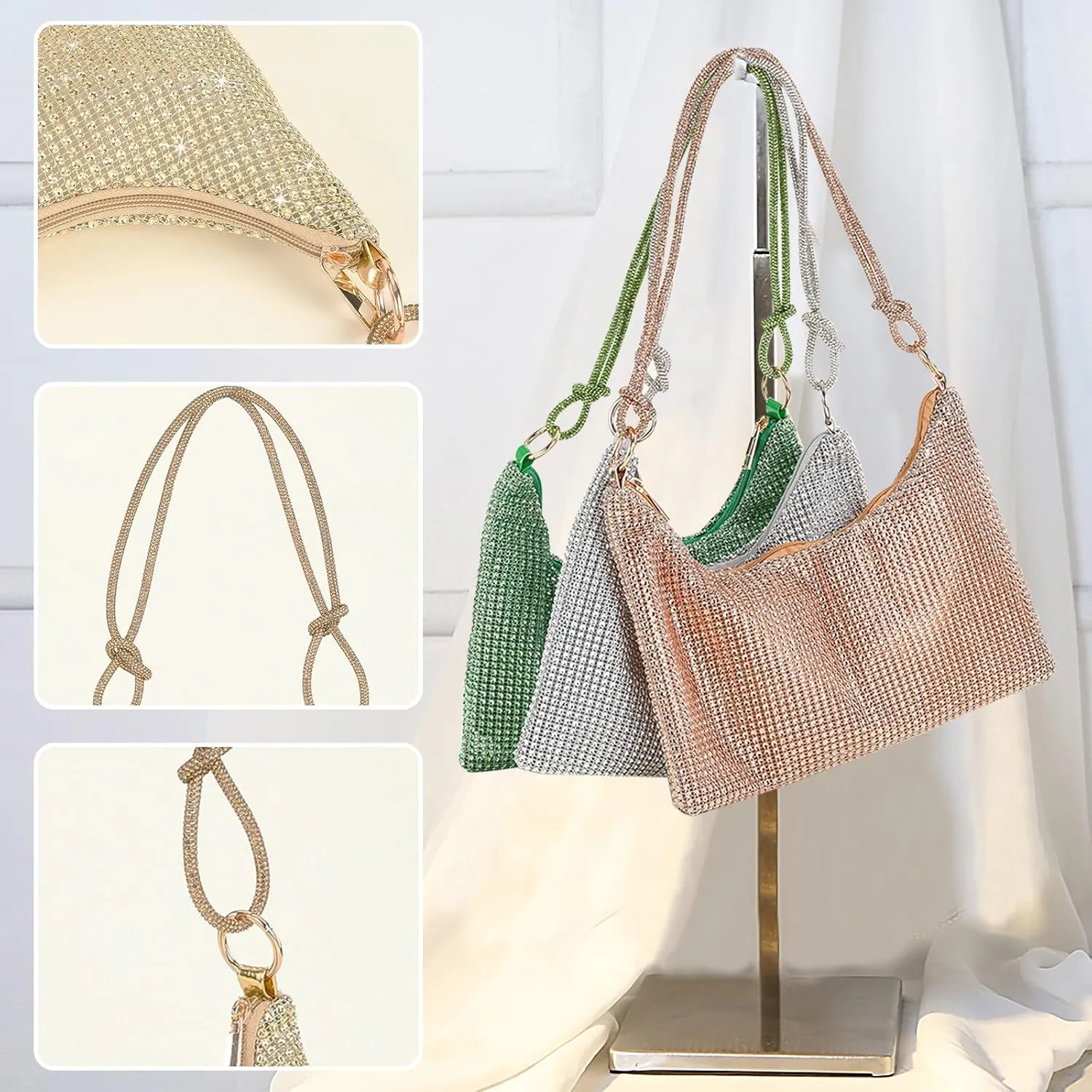 Rhinestone Purses for Women Crystal Clutch Bag Wedding Purse Bling Hobo Bag