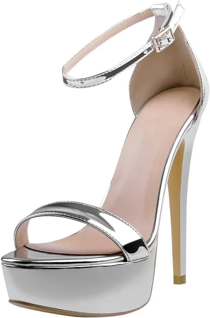 richealnini Women's Crisscross Platform Stilettos High Heel Sandals