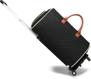 Rolling Garment Bag with Wheels & Shoe Compartment, (24"x10"x13") TSA Approved Carry On Luggage for Business Travel, Oxford Fabric Waterproof Hanging Suit Bag with Wheels (Black)
