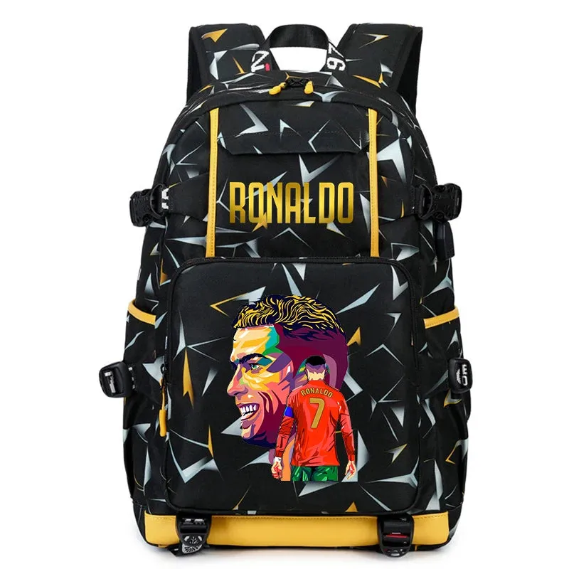 Ronaldo kids school bag printed student backpack, casual children's, large capacity outdoor travel bag, suitable for teenagers