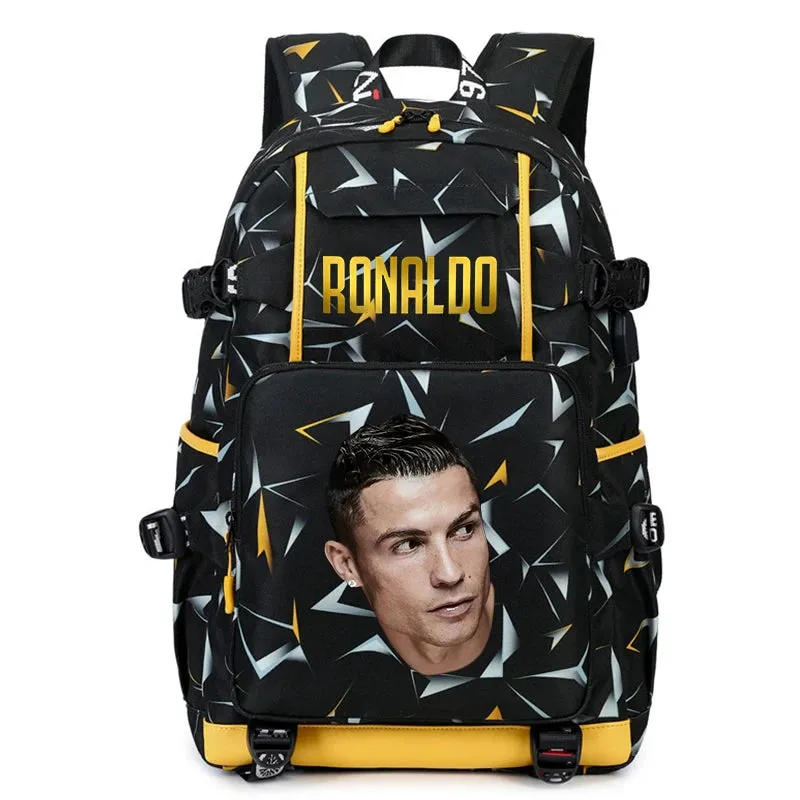 Ronaldo kids school bag printed student backpack, casual children's, large capacity outdoor travel bag, suitable for teenagers