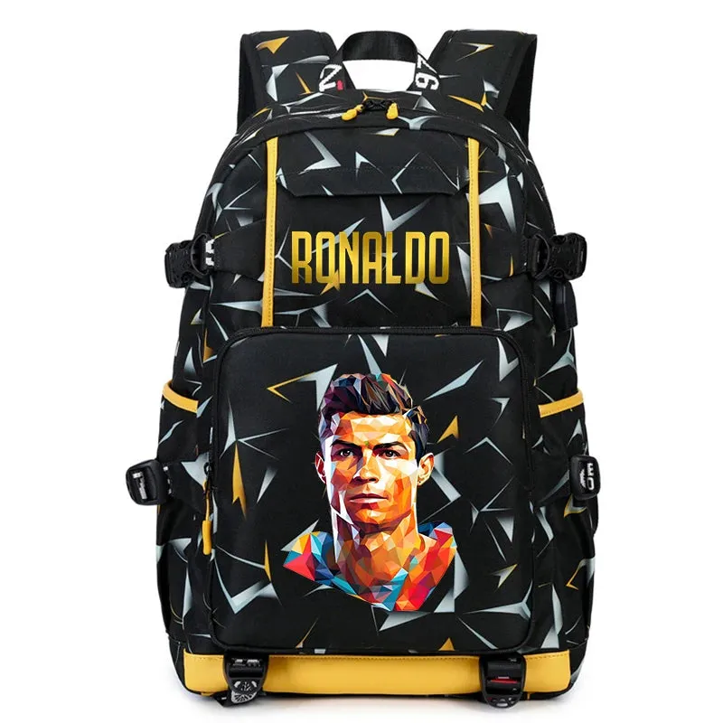 Ronaldo kids school bag printed student backpack, casual children's, large capacity outdoor travel bag, suitable for teenagers