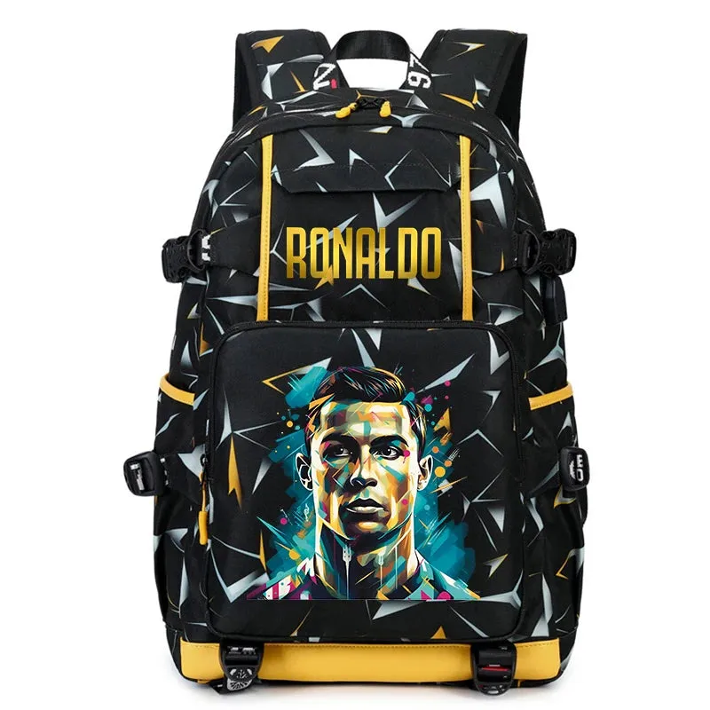 Ronaldo kids school bag printed student backpack, casual children's, large capacity outdoor travel bag, suitable for teenagers