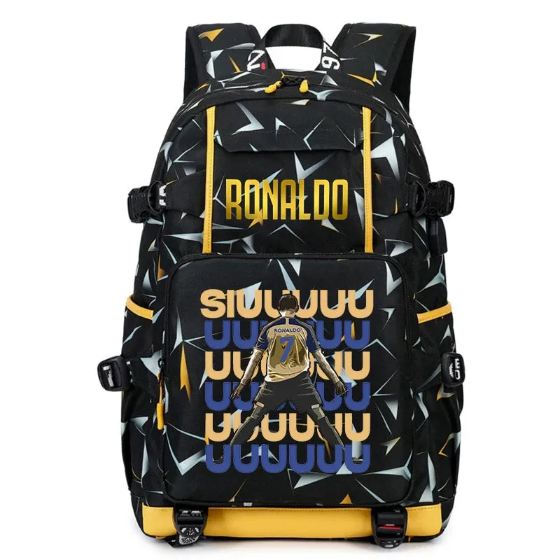 Ronaldo kids school bag printed student backpack, casual children's, large capacity outdoor travel bag, suitable for teenagers