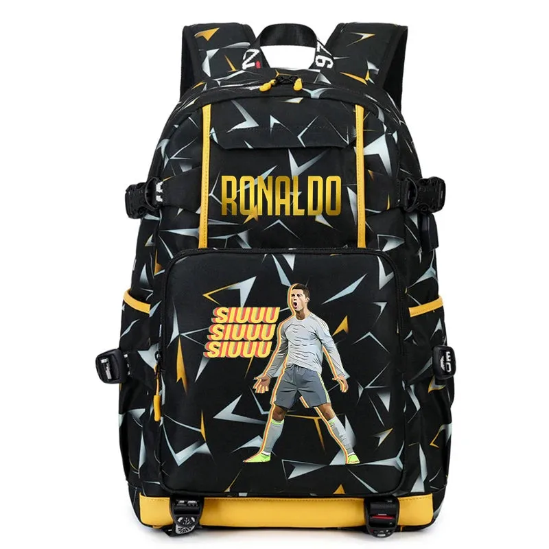Ronaldo kids school bag printed student backpack, casual children's, large capacity outdoor travel bag, suitable for teenagers