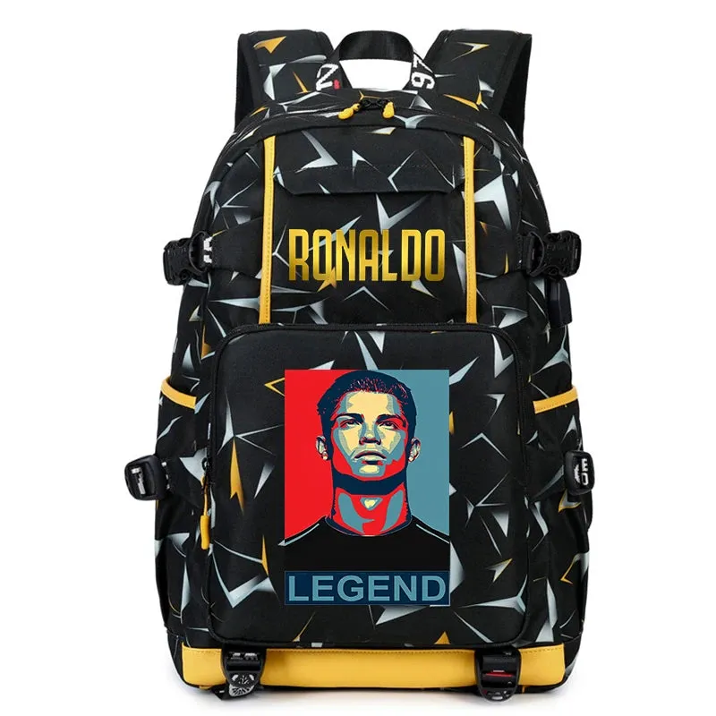 Ronaldo kids school bag printed student backpack, casual children's, large capacity outdoor travel bag, suitable for teenagers