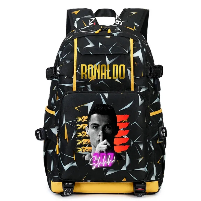 Ronaldo kids school bag printed student backpack, casual children's, large capacity outdoor travel bag, suitable for teenagers