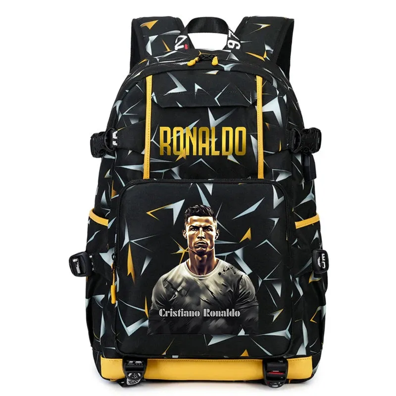 Ronaldo kids school bag printed student backpack, casual children's, large capacity outdoor travel bag, suitable for teenagers