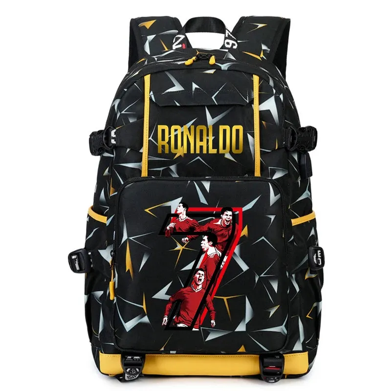 Ronaldo kids school bag printed student backpack, casual children's, large capacity outdoor travel bag, suitable for teenagers