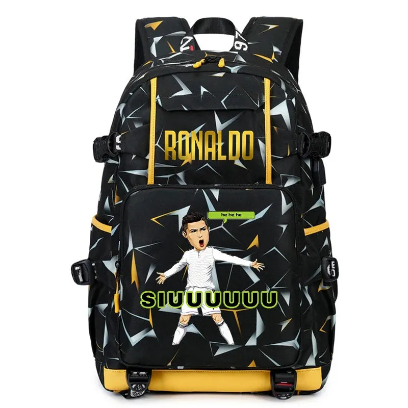 Ronaldo kids school bag printed student backpack, casual children's, large capacity outdoor travel bag, suitable for teenagers