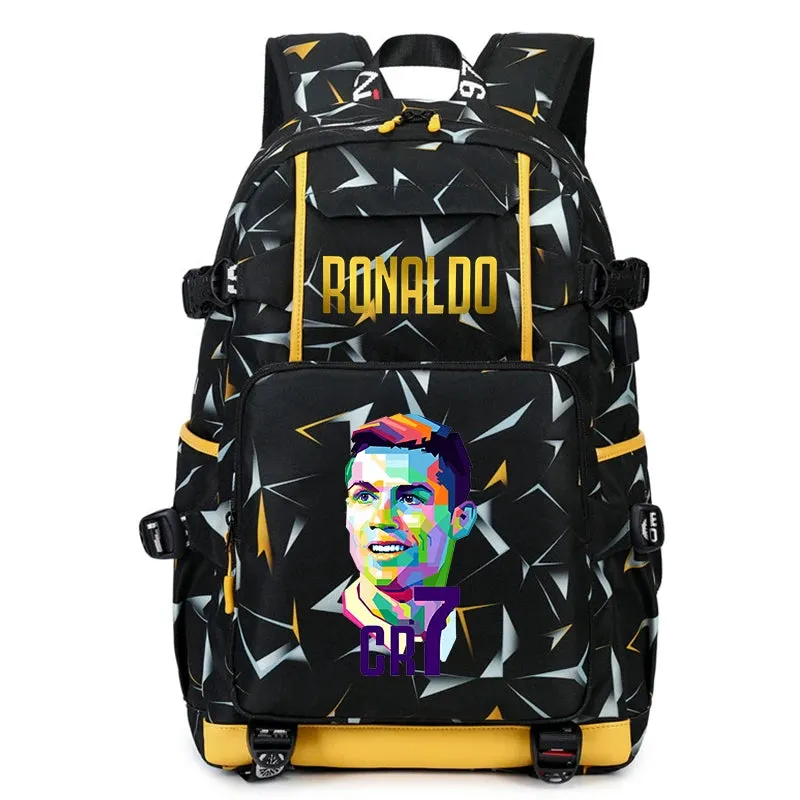 Ronaldo kids school bag printed student backpack, casual children's, large capacity outdoor travel bag, suitable for teenagers