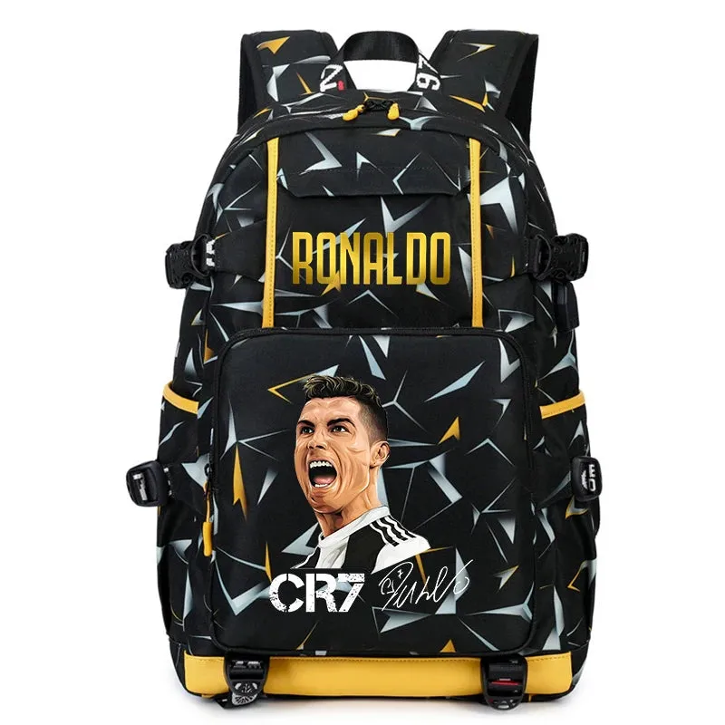 Ronaldo kids school bag printed student backpack, casual children's, large capacity outdoor travel bag, suitable for teenagers