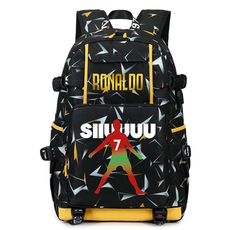Ronaldo kids school bag printed student backpack, casual children's, large capacity outdoor travel bag, suitable for teenagers