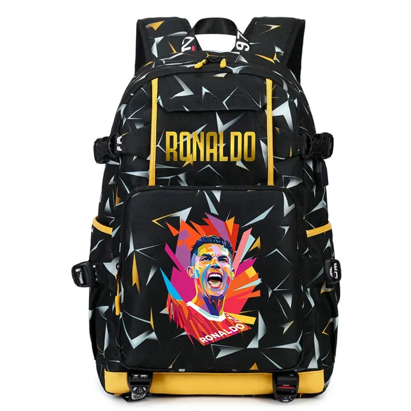 Ronaldo kids school bag printed student backpack, casual children's, large capacity outdoor travel bag, suitable for teenagers
