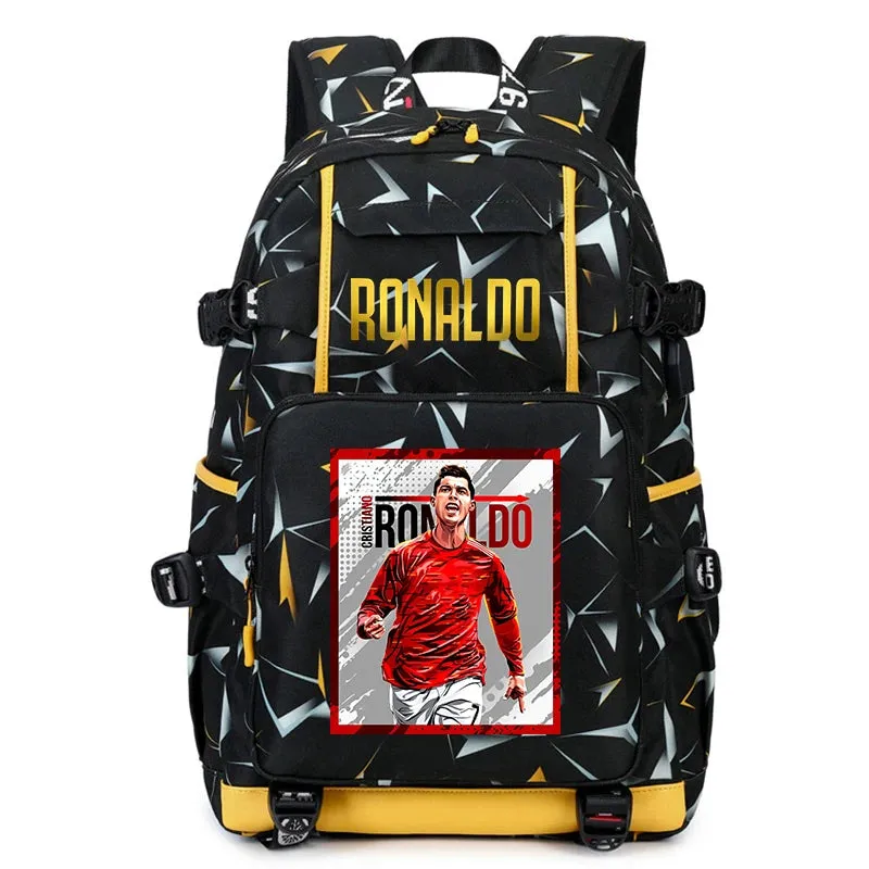 Ronaldo kids school bag printed student backpack, casual children's, large capacity outdoor travel bag, suitable for teenagers