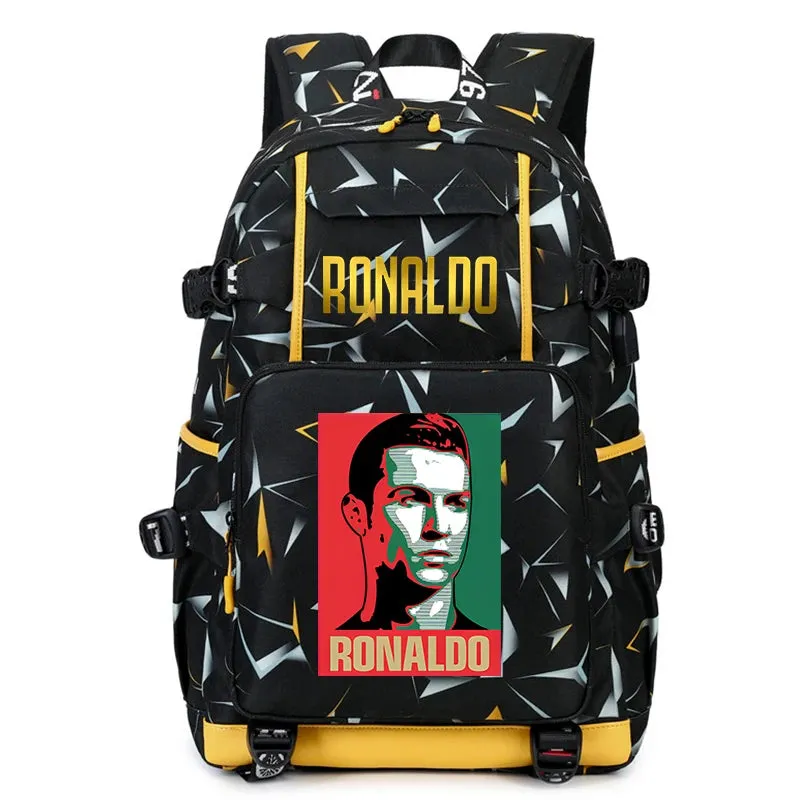 Ronaldo kids school bag printed student backpack, casual children's, large capacity outdoor travel bag, suitable for teenagers