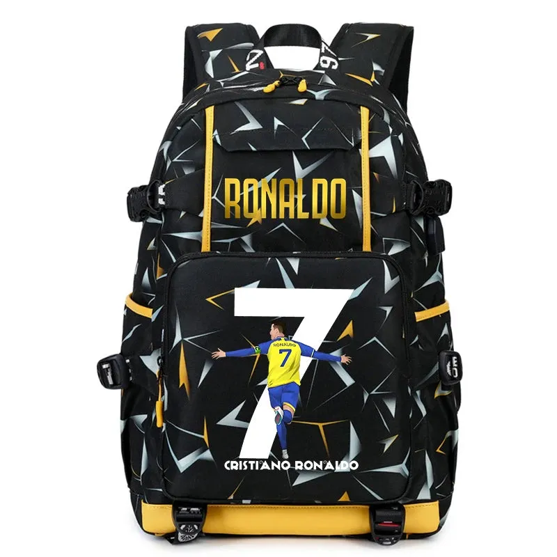 Ronaldo kids school bag printed student backpack, casual children's, large capacity outdoor travel bag, suitable for teenagers