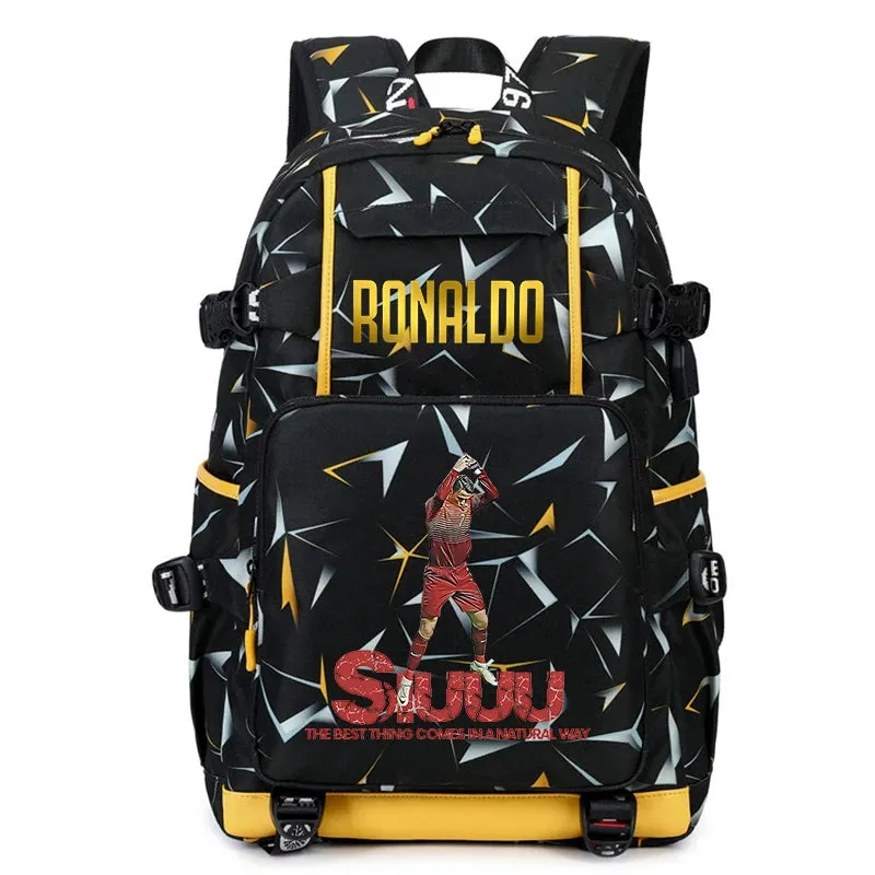 Ronaldo kids school bag printed student backpack, casual children's, large capacity outdoor travel bag, suitable for teenagers