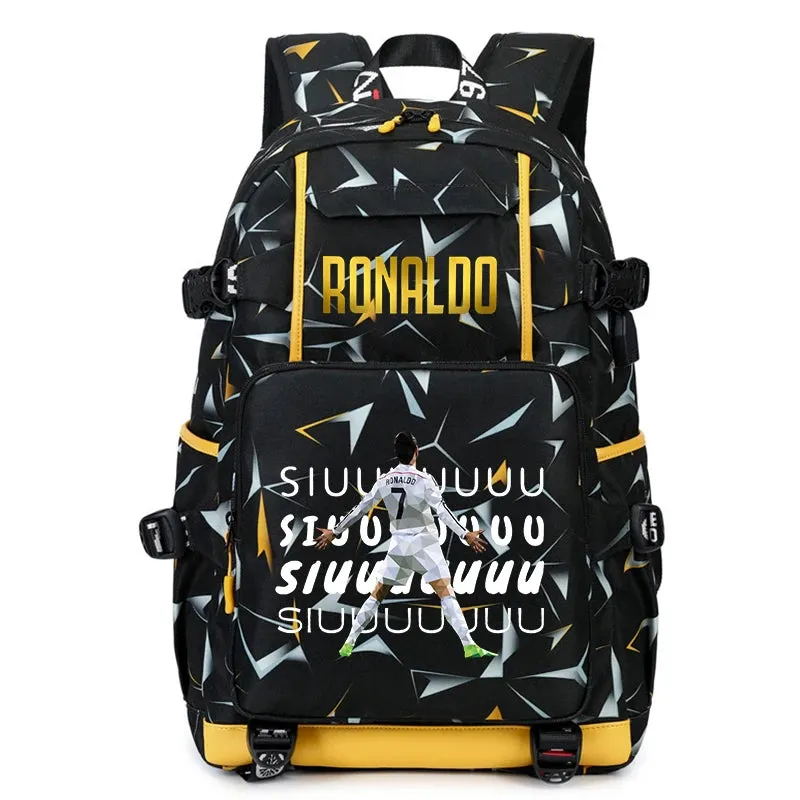 Ronaldo kids school bag printed student backpack, casual children's, large capacity outdoor travel bag, suitable for teenagers