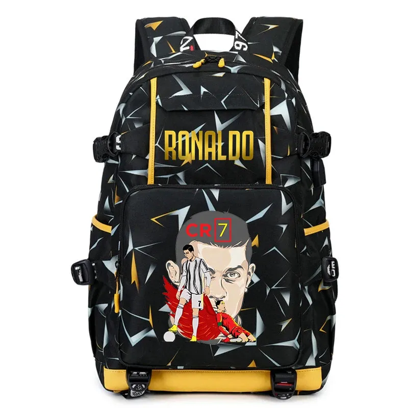 Ronaldo kids school bag printed student backpack, casual children's, large capacity outdoor travel bag, suitable for teenagers