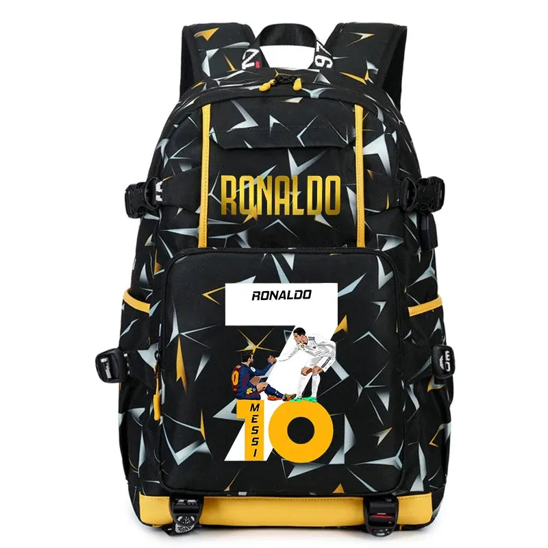 Ronaldo kids school bag printed student backpack, casual children's, large capacity outdoor travel bag, suitable for teenagers