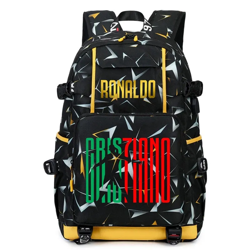 Ronaldo kids school bag printed student backpack, casual children's, large capacity outdoor travel bag, suitable for teenagers