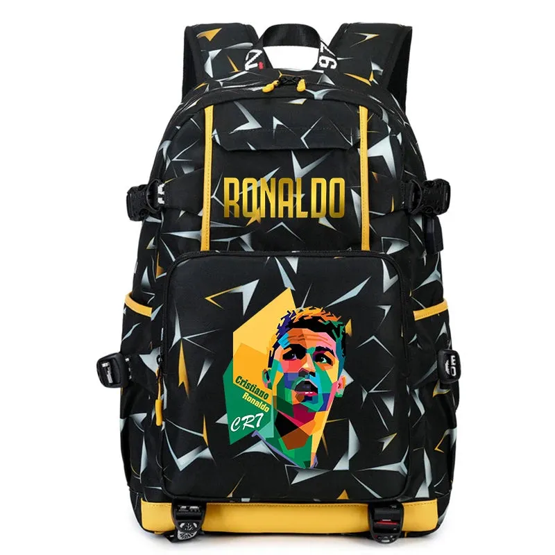Ronaldo kids school bag printed student backpack, casual children's, large capacity outdoor travel bag, suitable for teenagers