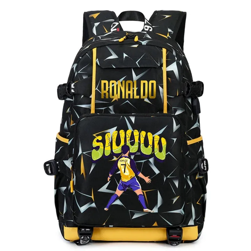 Ronaldo kids school bag printed student backpack, casual children's, large capacity outdoor travel bag, suitable for teenagers