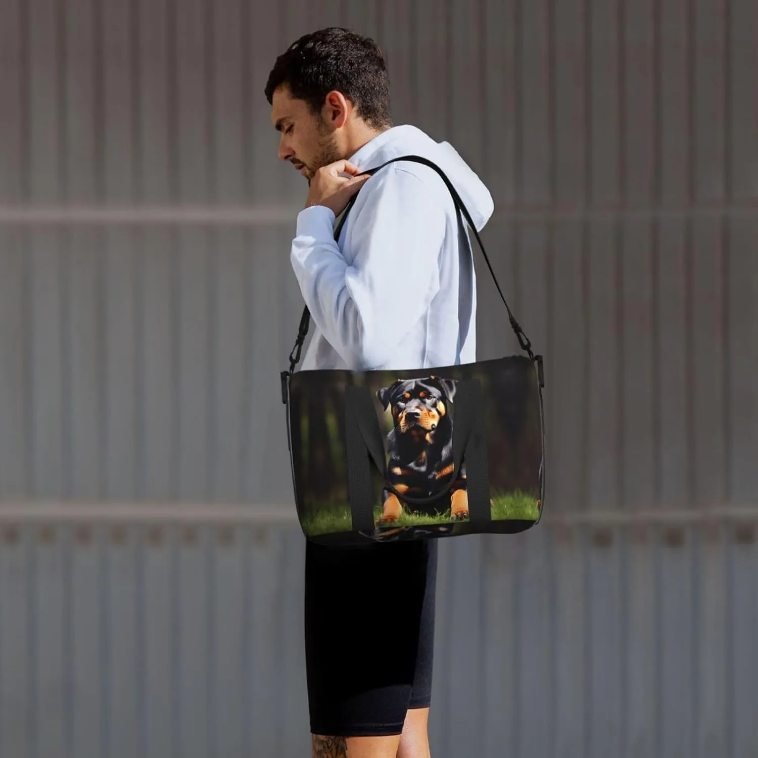 Rottweiler Wallpaper Women Travel Duffel Bag, Large Weekender Carry-On Tote, Gym Workout Bag,Mommy Hospital Bag