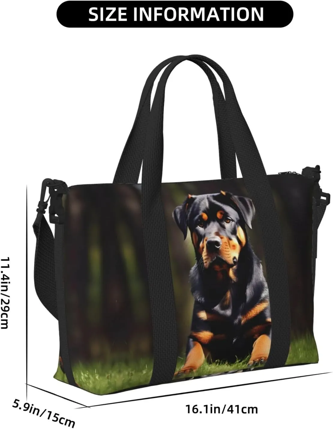 Rottweiler Wallpaper Women Travel Duffel Bag, Large Weekender Carry-On Tote, Gym Workout Bag,Mommy Hospital Bag