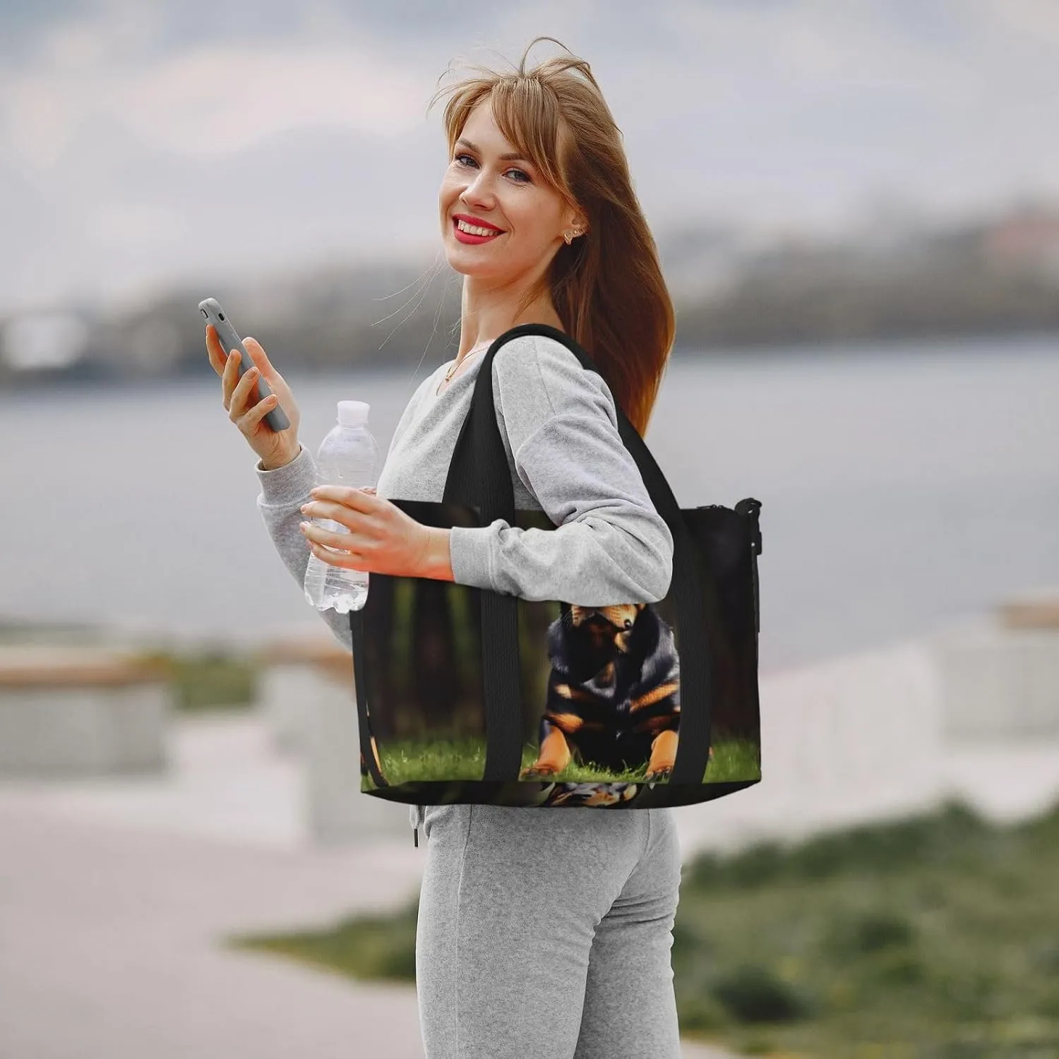 Rottweiler Wallpaper Women Travel Duffel Bag, Large Weekender Carry-On Tote, Gym Workout Bag,Mommy Hospital Bag