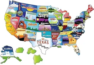 RV State Sticker Travel Map - New NO Fade Ink - RV Decals for Outside - Camper Van Accessories for Outdoor & Indoor Use - USA Decals State Stickers - XL 21in x 15in 50 States Photo Map by Wander Camp