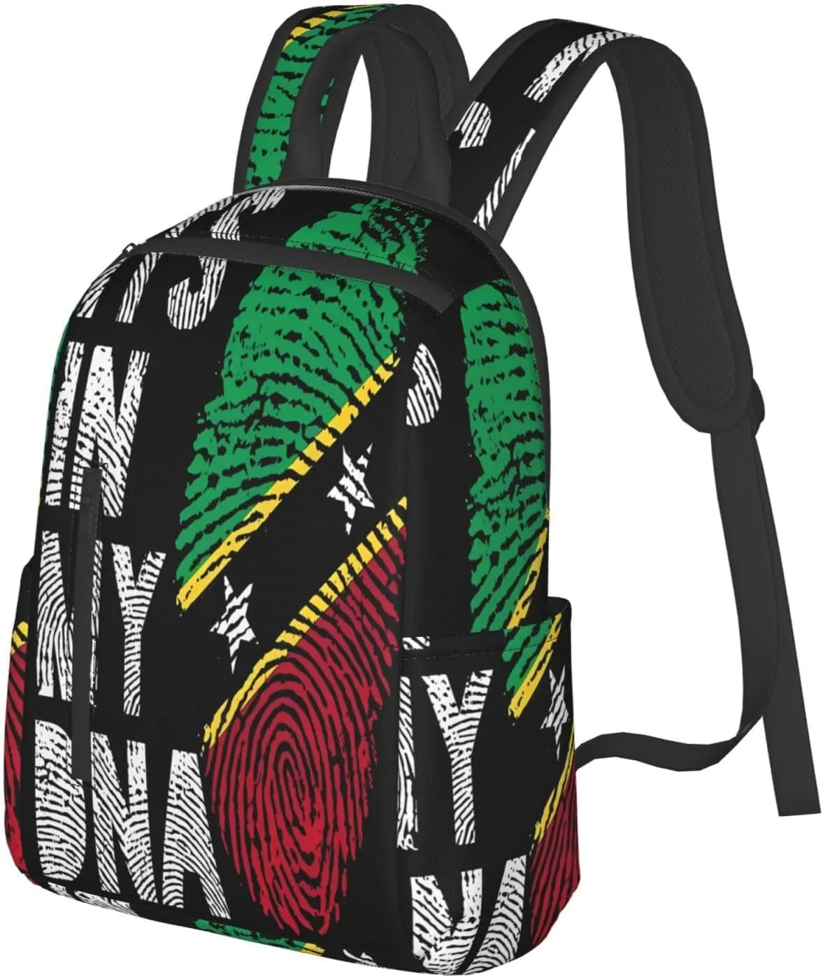 Saint Kitts Nevis Roots Flag Fingers Casual Laptop Backpack Travel Rucksack Sports Daypack Adjustable Strap Bags with Multi-Pockets for Working Running Camping